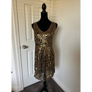 NWT Anthropologie Alabama Project Gold Leaf sequined dress size 4
